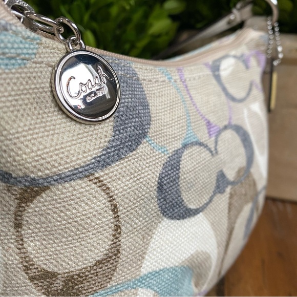 Coach Optic Linen Signature C Small Pleated Crossbody Bag - Picture 5 of 12